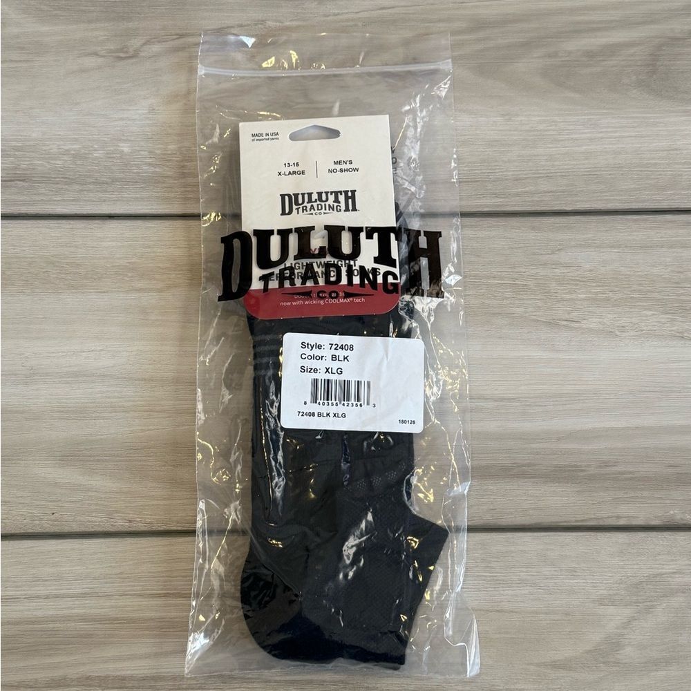 Duluth 7-Year Lightweight Performance No-Show Socks Black Size XL NWT IN PACKAGE